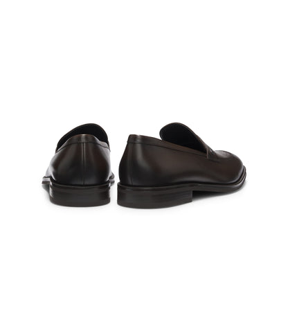 Boss Leather Loafers With Double B Monogram Trim Dark Brown Dark Brown
