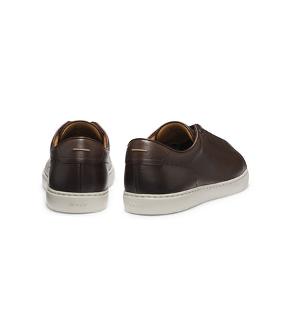 Boss Gary Sneakers In Brushed Leather Dark Brown Dark Brown