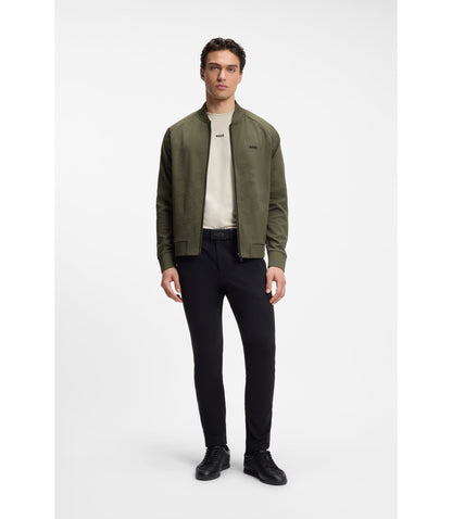 Boss Triangle Jacquard Zip Up Sweatshirt With Rubberized Logo Light Green