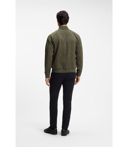 Boss Triangle Jacquard Zip Up Sweatshirt With Rubberized Logo Light Green