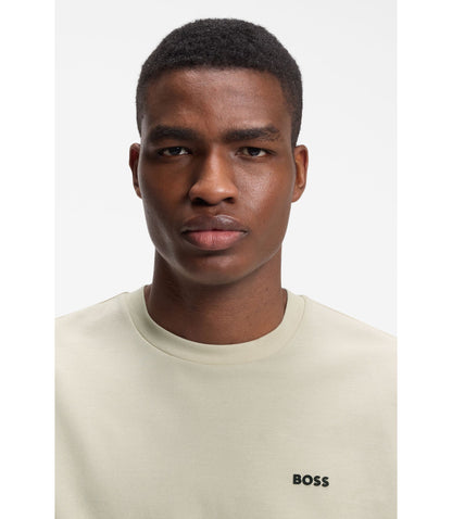Boss Cotton Piqu T Shirt With All Over Print Light Beige