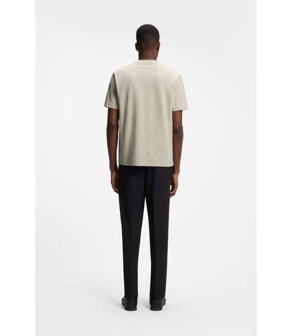 Boss Cotton Piqu T Shirt With All Over Print Light Beige