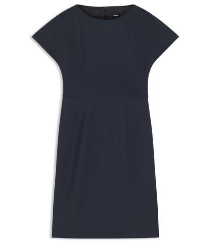 Boss Slim Fit Dress In Italian Stretch Wool Dark Blue Women's