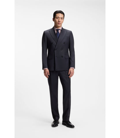 Boss Slim Fit Jacket In Virgin Wool Serge Dark Blue