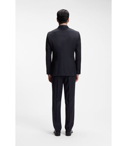 Boss Slim Fit Jacket In Virgin Wool Serge Dark Blue