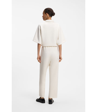 Boss Relaxed Fit Barrel Leg Pants In Double Layer Scuba Jersey White Women's