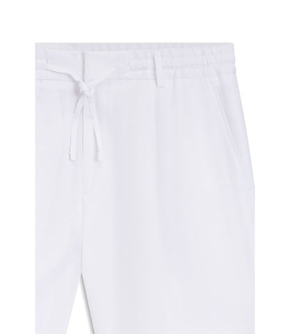 Boss Tapered Fit Shorts In Linen White