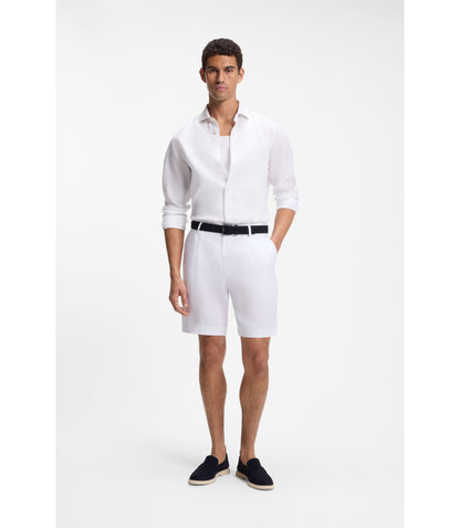 Boss Tapered Fit Shorts In Linen White