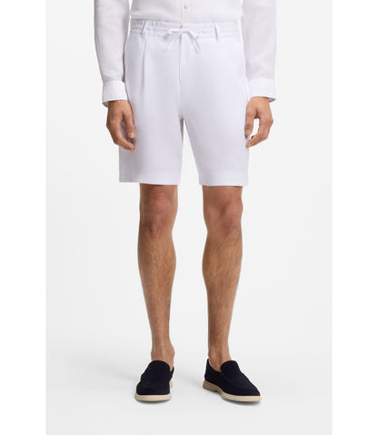 Boss Tapered Fit Shorts In Linen White