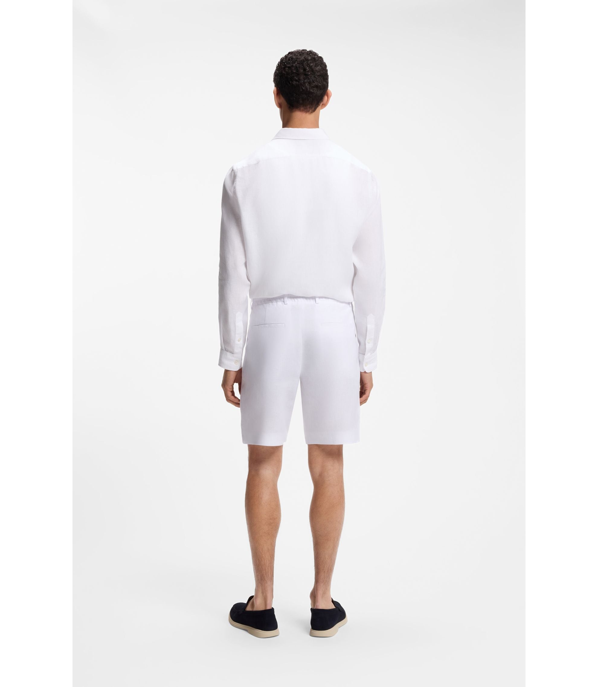 Boss Tapered Fit Shorts In Linen White