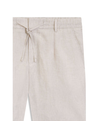 Boss Tapered Fit Shorts In Linen Light Beige