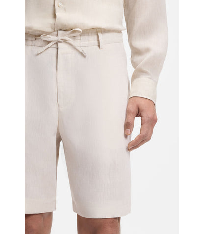 Boss Tapered Fit Shorts In Linen Light Beige
