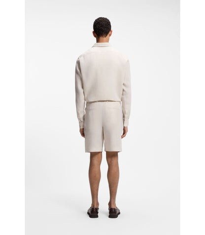 Boss Tapered Fit Shorts In Linen Light Beige