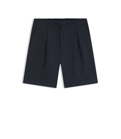 Boss Tapered Fit Shorts In Linen Dark Blue
