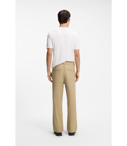 Hugo Straight Fit Pants In Mercerized Stretch Cotton Beige