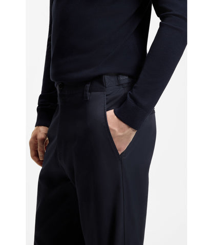 Hugo Straight Fit Pants In Mercerized Stretch Cotton Dark Blue