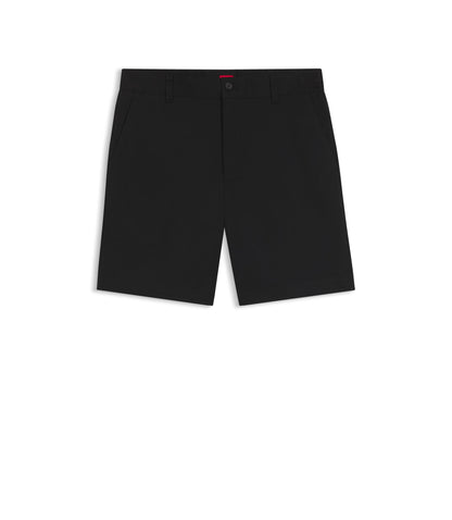Hugo Slim Fit Shorts In Mercerized Stretch Cotton Black