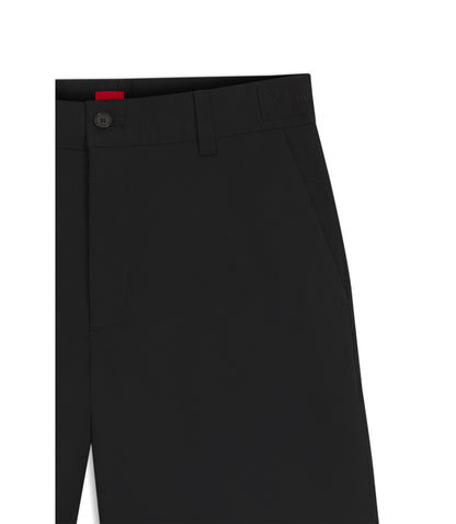 Hugo Slim Fit Shorts In Mercerized Stretch Cotton Black