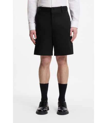 Hugo Slim Fit Shorts In Mercerized Stretch Cotton Black
