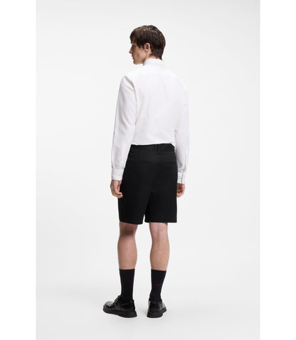 Hugo Slim Fit Shorts In Mercerized Stretch Cotton Black