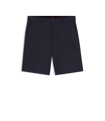 Hugo Slim Fit Shorts In Mercerized Stretch Cotton Dark Blue
