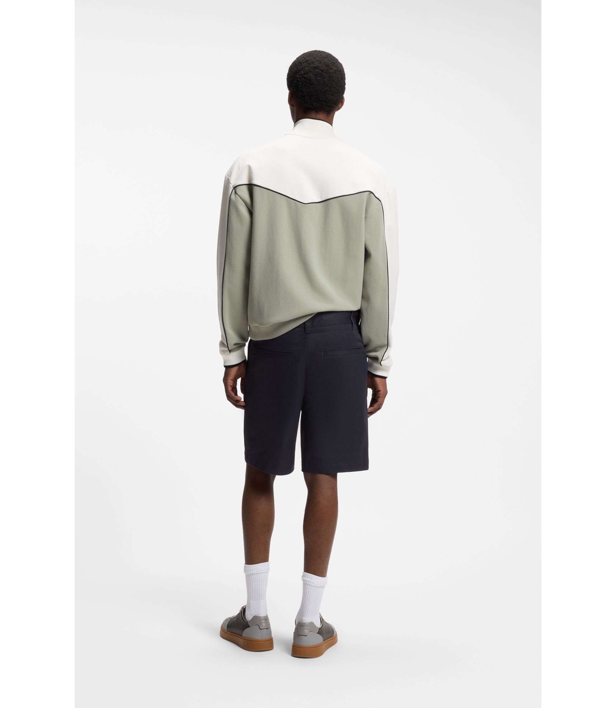 Hugo Slim Fit Shorts In Mercerized Stretch Cotton Dark Blue
