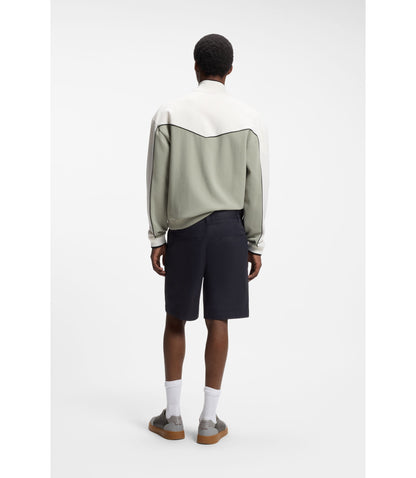 Hugo Slim Fit Shorts In Mercerized Stretch Cotton Dark Blue