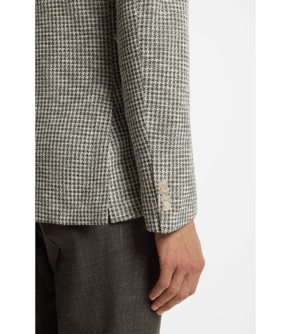 Boss Slim Fit Jacket In A Patterned Cotton Blend Light Green