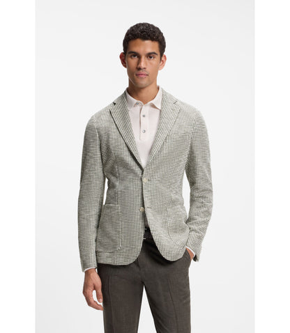 Boss Slim Fit Jacket In A Patterned Cotton Blend Light Green