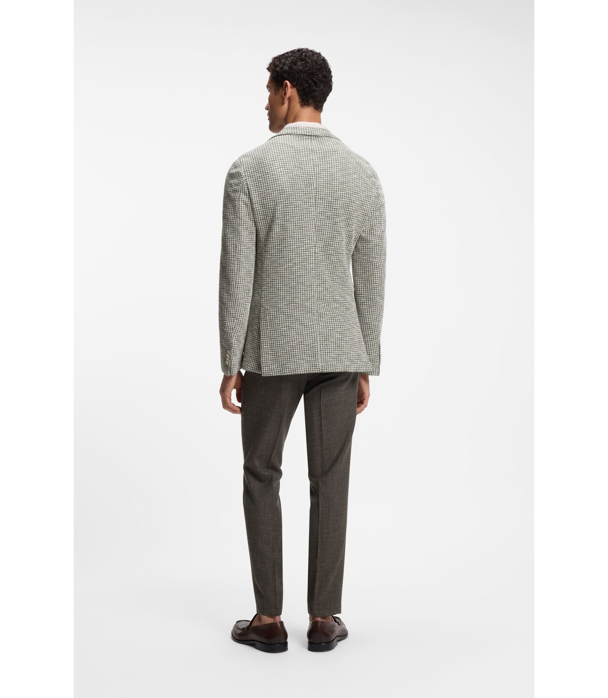 Boss Slim Fit Jacket In A Patterned Cotton Blend Light Green
