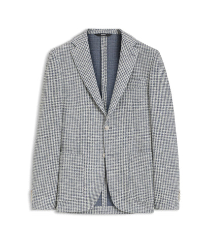 Boss Slim Fit Jacket In A Patterned Cotton Blend Dark Blue
