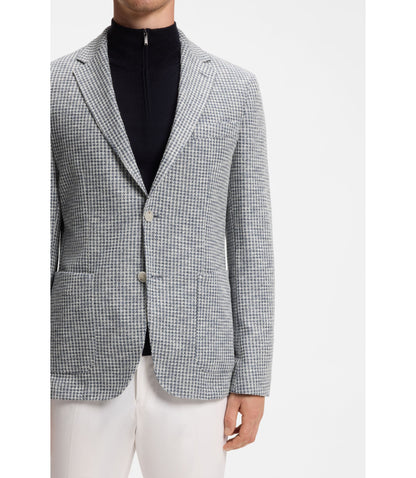 Boss Slim Fit Jacket In A Patterned Cotton Blend Dark Blue