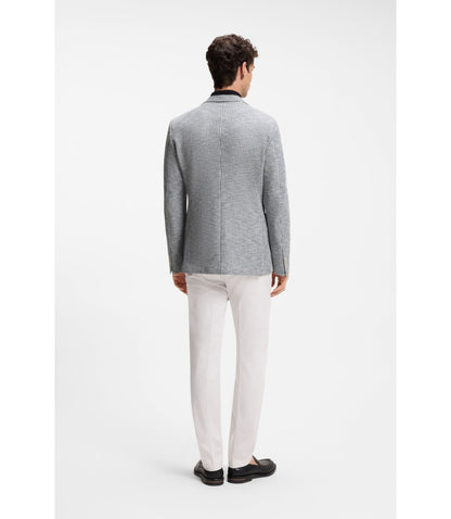 Boss Slim Fit Jacket In A Patterned Cotton Blend Dark Blue