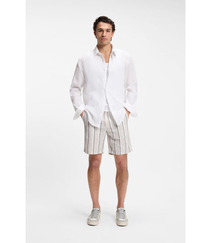 Boss Regular Fit Shirt In Linen White