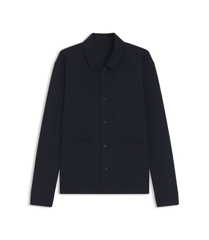 Boss Relaxed Fit Overshirt In Performance Seersucker Dark Blue