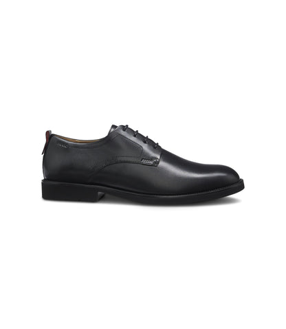 Hugo Embossed Logo Derby Shoes In Leather Black Black