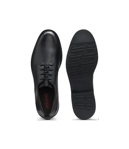 Hugo Embossed Logo Derby Shoes In Leather Black Black