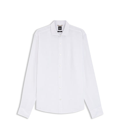 Boss Regular Fit Shirt In Washed Linen White