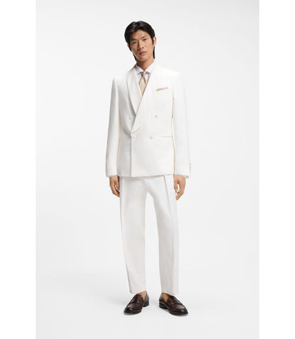 Boss Regular Fit Shirt In Washed Linen White