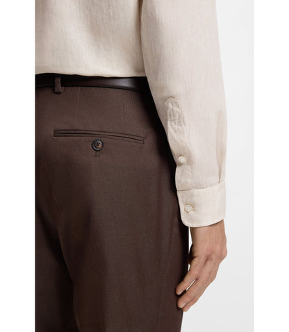 Boss Regular Fit Shirt In Washed Linen Light Beige