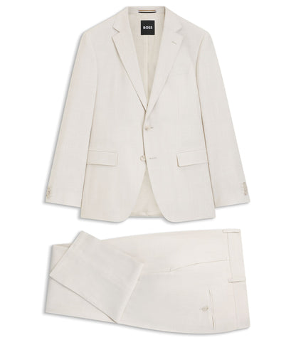 Boss Two Piece Slim Fit Suit In Stretch Fabric White
