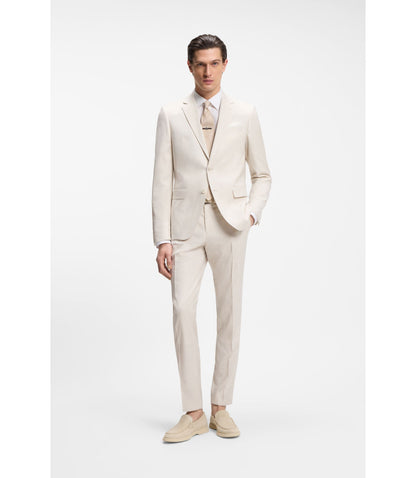 Boss Two Piece Slim Fit Suit In Stretch Fabric White