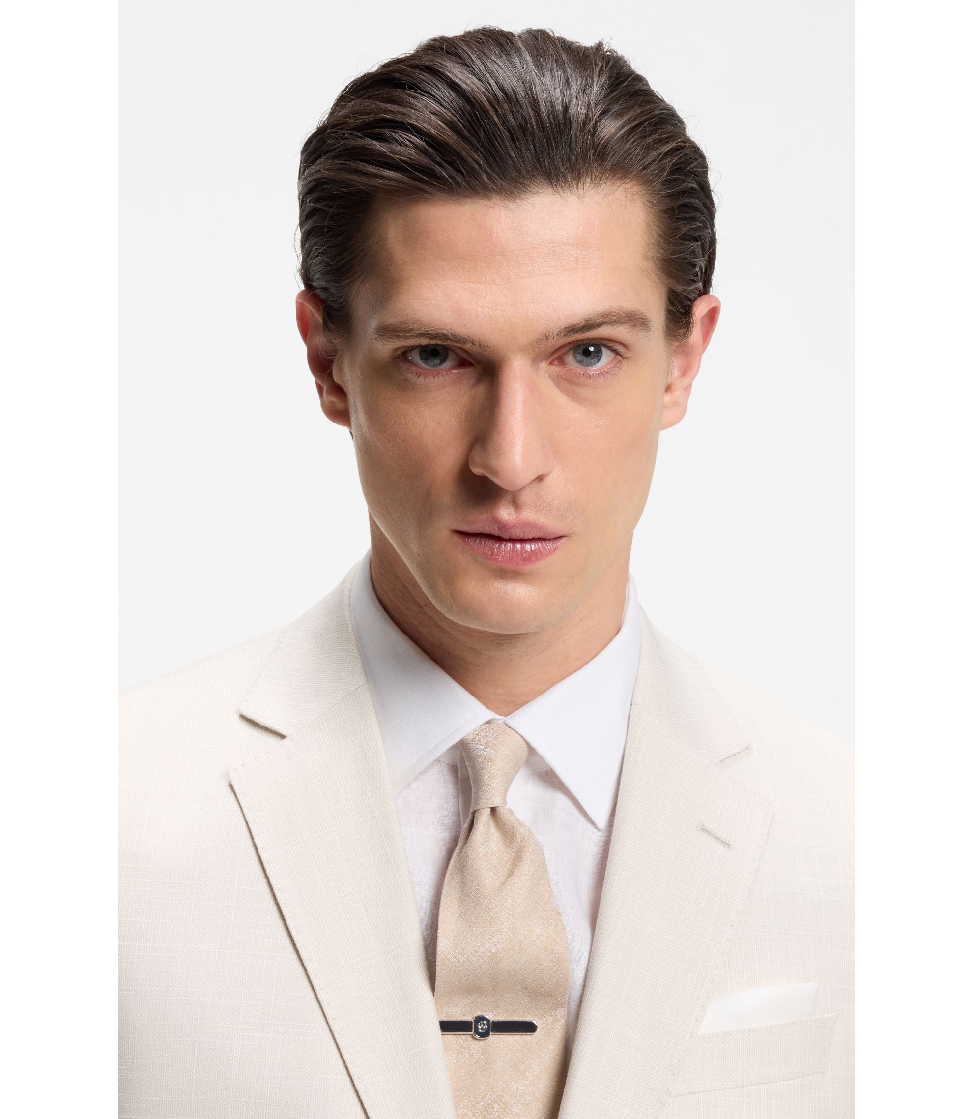 Boss Two Piece Slim Fit Suit In Stretch Fabric White