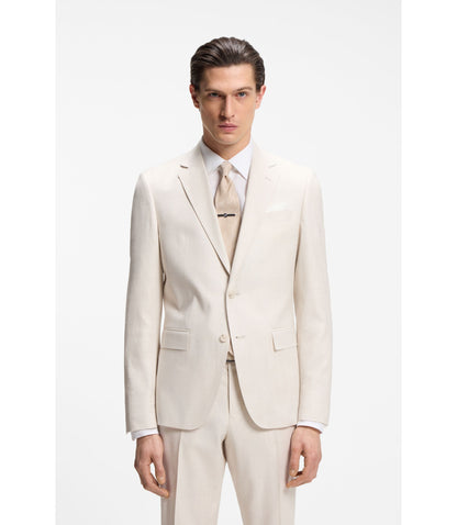 Boss Two Piece Slim Fit Suit In Stretch Fabric White