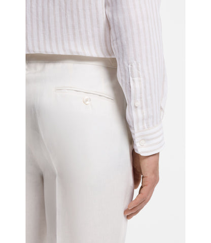 Boss Regular Fit Shirt In Striped Linen Light Beige