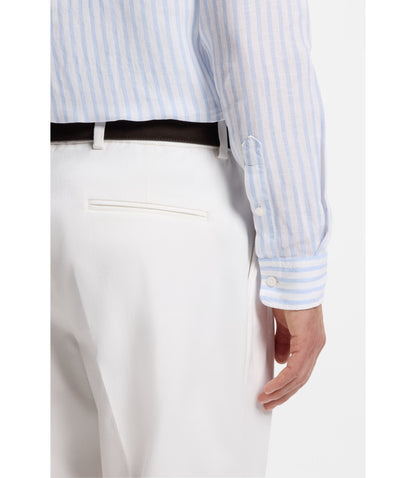 Boss Regular Fit Shirt In Striped Linen Light Blue