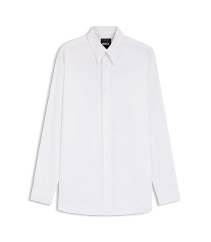Boss Relaxed Fit Cotton Poplin Shirt White