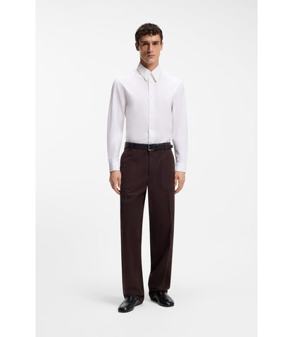 Boss Relaxed Fit Cotton Poplin Shirt White
