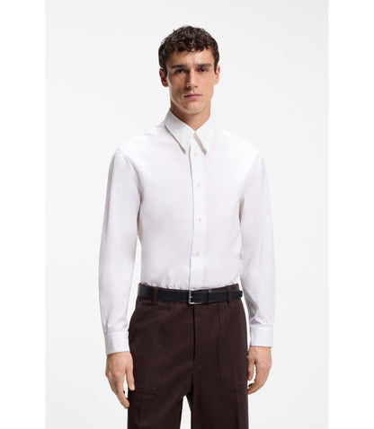 Boss Relaxed Fit Cotton Poplin Shirt White