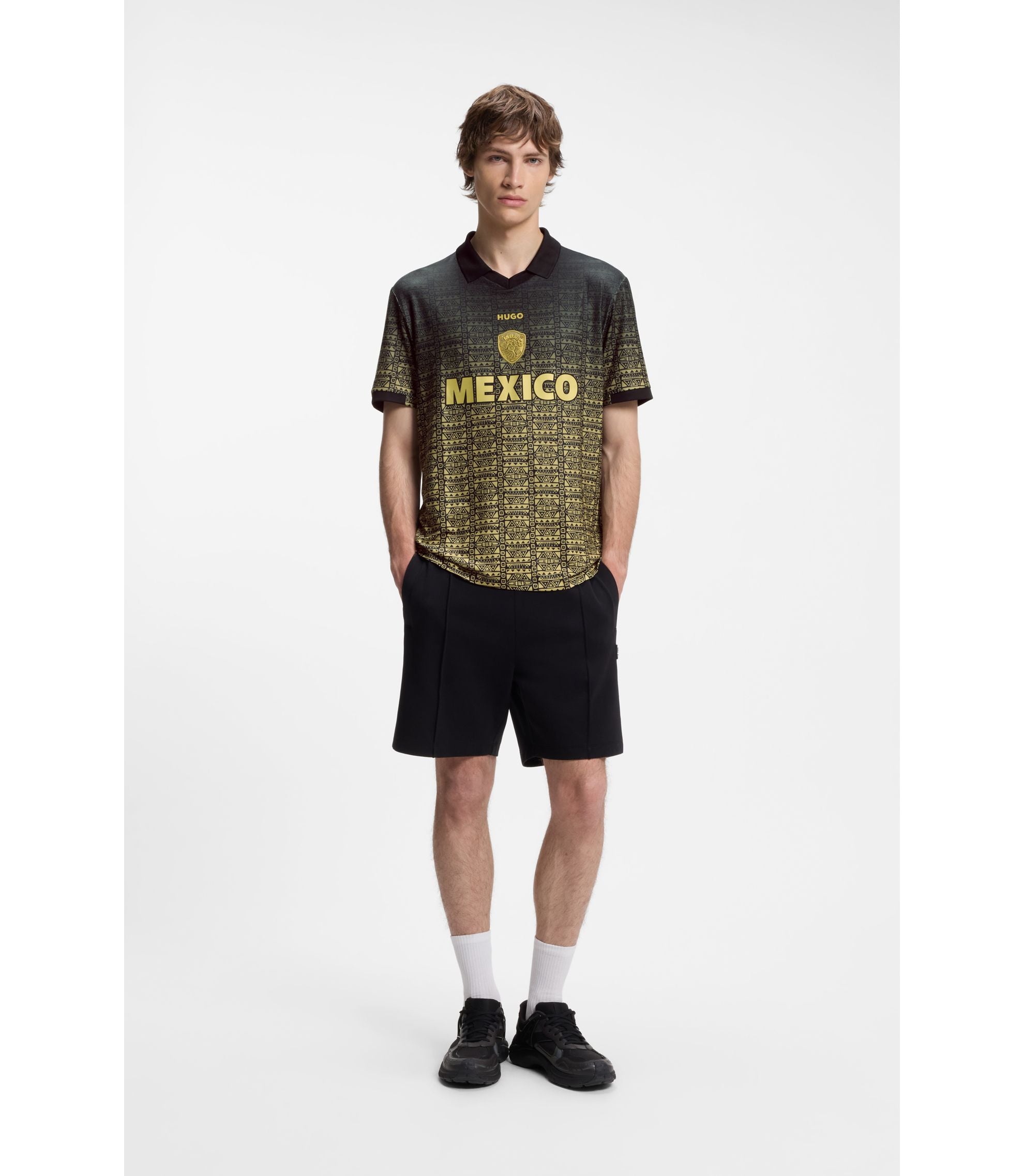Hugo Relaxed Fit Soccer T Shirt With Nation Detailing Mexico Grey